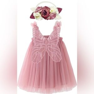 Pink tulle dress with matching headband